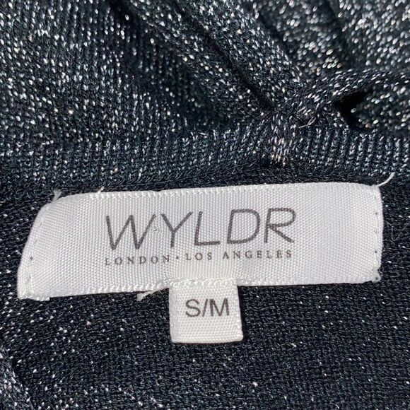 WYLDR Black With Silver Stitch Halter Strap Cross Back Mini Dress Size S/M - Picture 7 of 11
